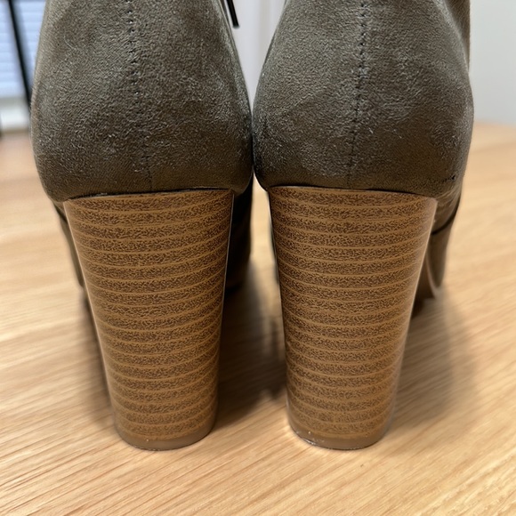 Qupid Green Open Toe Faux Suede Ankle Boots - Picture 6 of 11